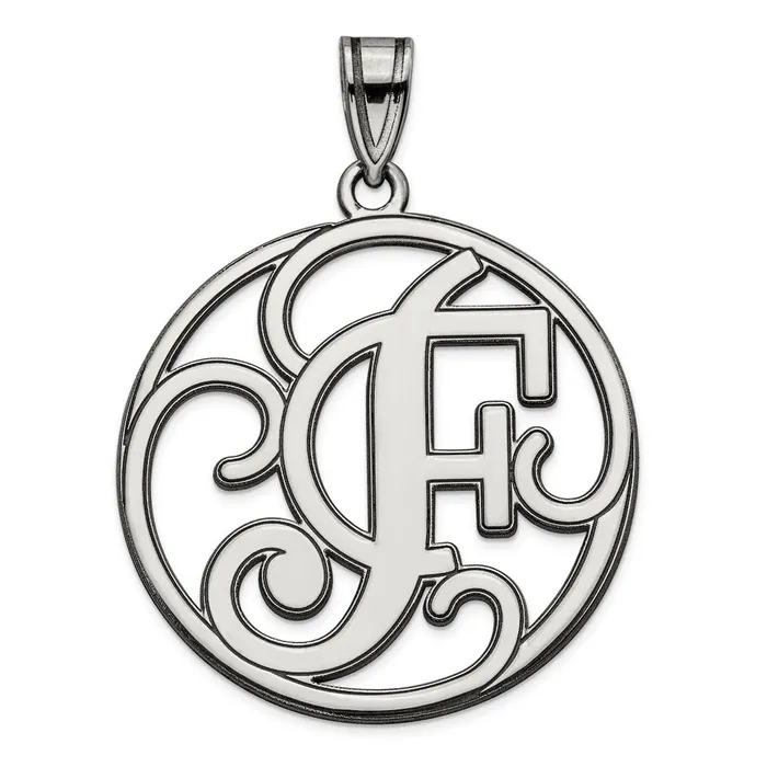 Necklaces Sterling Silver Rhodiumplated Fancy Script Letter F Initial Pendant TreasureFineJewelers Necklaces Sterling Silver Rhodiumplated Fancy Script Letter F Initial Pendant TreasureFineJewelers
