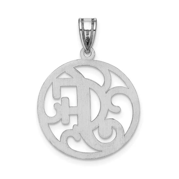 Necklaces Sterling Silver Rhodiumplated Fancy Script Letter F Initial Pendant TreasureFineJewelers