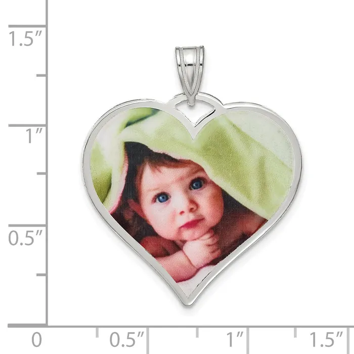 Necklaces Sterling SilverRhodiumplated Large Heart Picture Jewelry Pendant TreasureFineJewelers