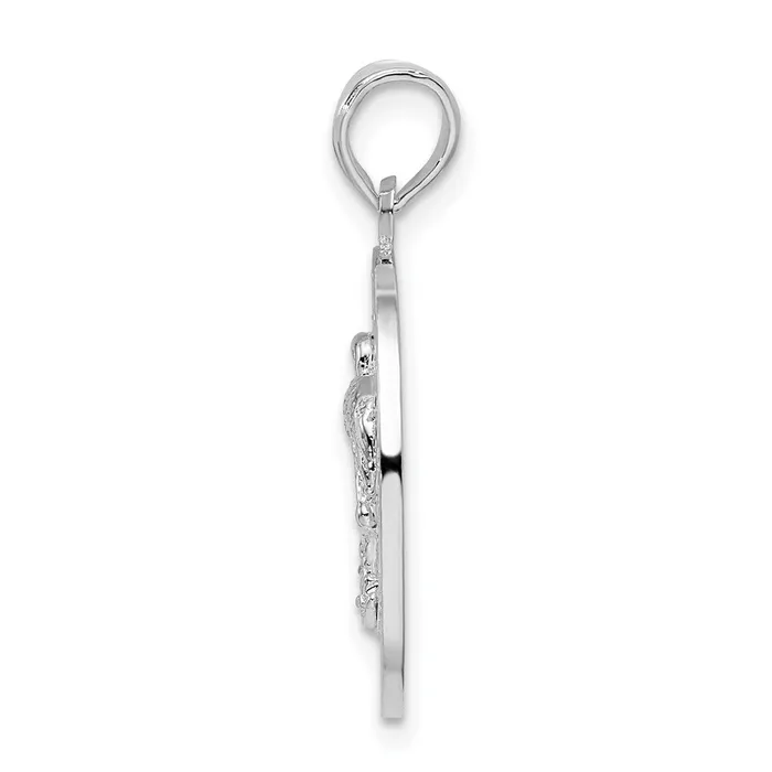 Necklaces Sterling Silver Textured Turks and Caicos wFlamingo Pendant TreasureFineJewelers