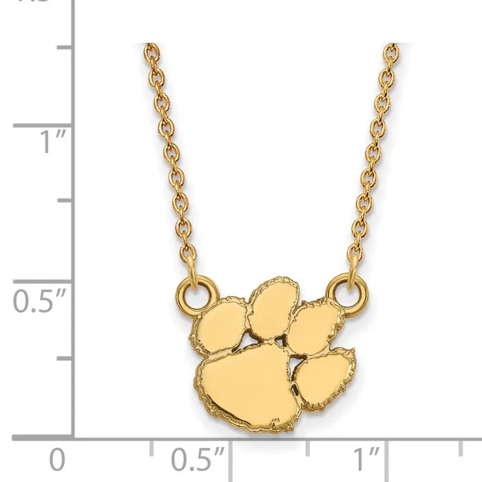 Necklaces TreasureFineJewelers 10K Yellow Gold Clemson University Small Pendant wilth Necklace