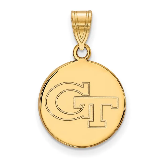 Necklaces TreasureFineJewelers 10K Yellow Gold Georgia Institute of Technology Medium Disc Pendant Necklaces TreasureFineJewelers 10K Yellow Gold Georgia Institute of Technology Medium Disc Pendant
