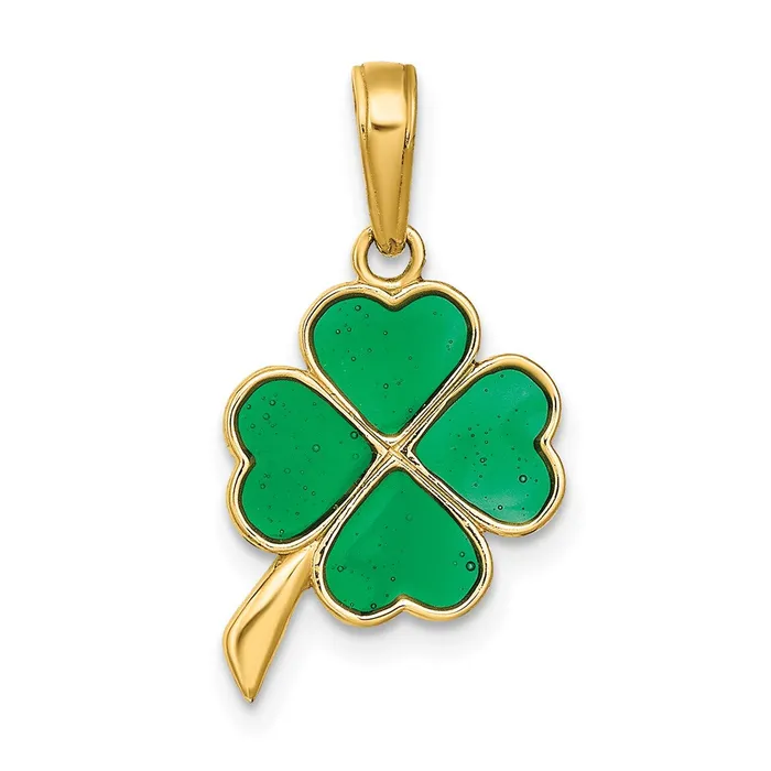 Necklaces TreasureFineJewelers 14K 4Leaf Clover Enameled Pendant