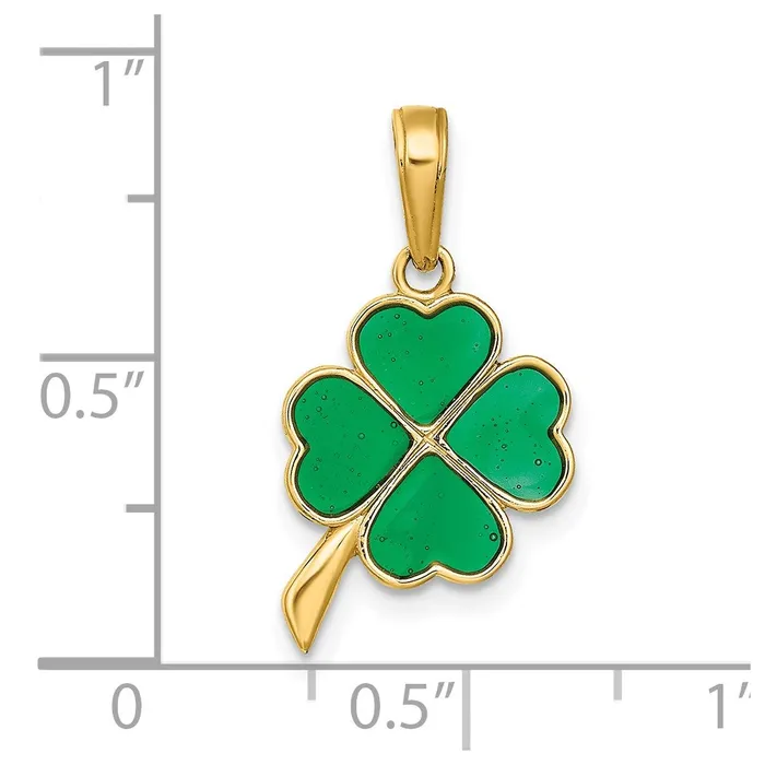 Necklaces TreasureFineJewelers 14K 4Leaf Clover Enameled Pendant