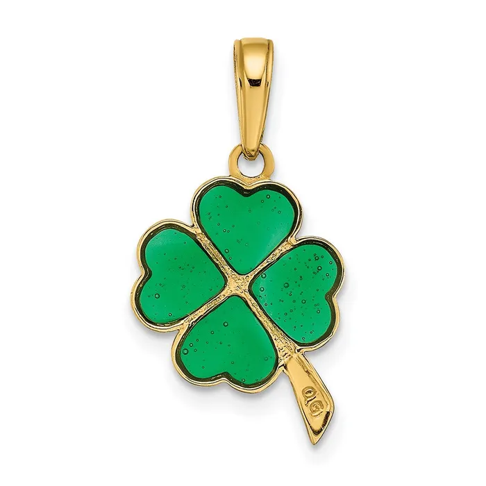 Necklaces TreasureFineJewelers 14K 4Leaf Clover Enameled Pendant