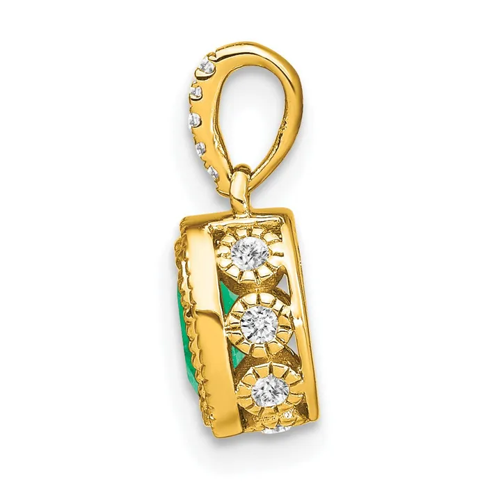 Necklaces TreasureFineJewelers 14k Oval Emerald and Diamond Pendant