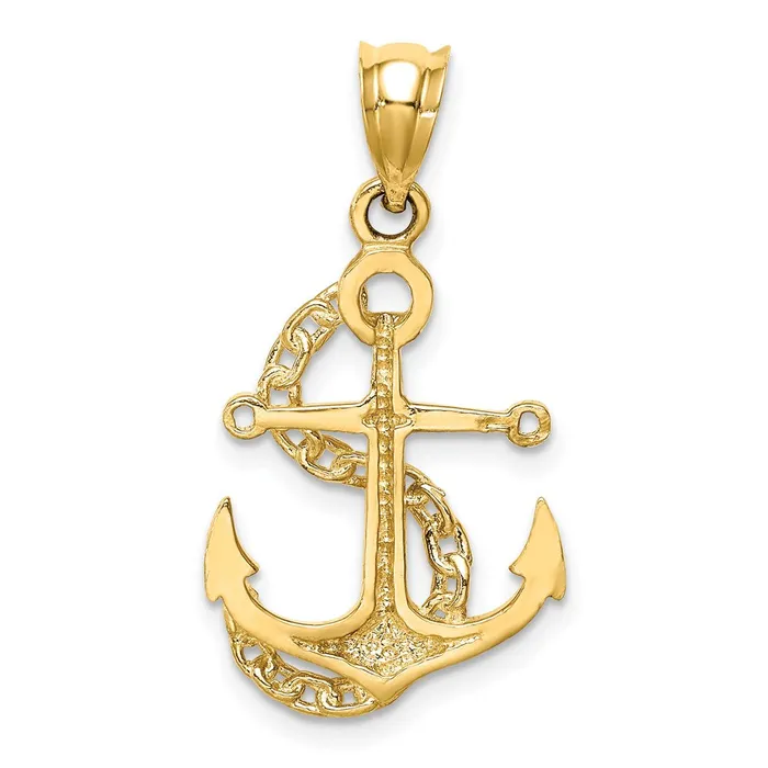 Necklaces TreasureFineJewelers 14K Polished Anchor Chain Pendant