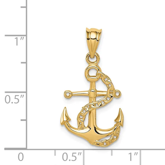 Necklaces TreasureFineJewelers 14K Polished Anchor Chain Pendant