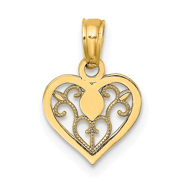 Necklaces TreasureFineJewelers 14K Polished Filigree Heart Pendant