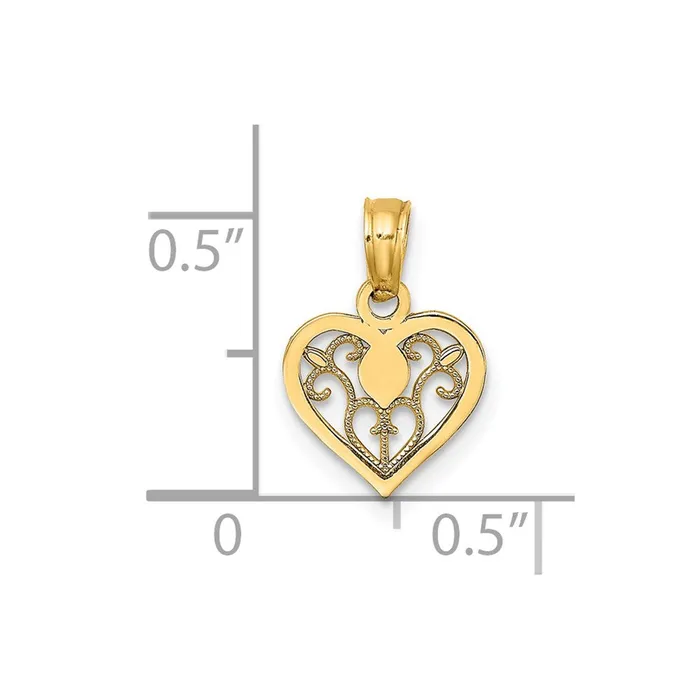 Necklaces TreasureFineJewelers 14K Polished Filigree Heart Pendant