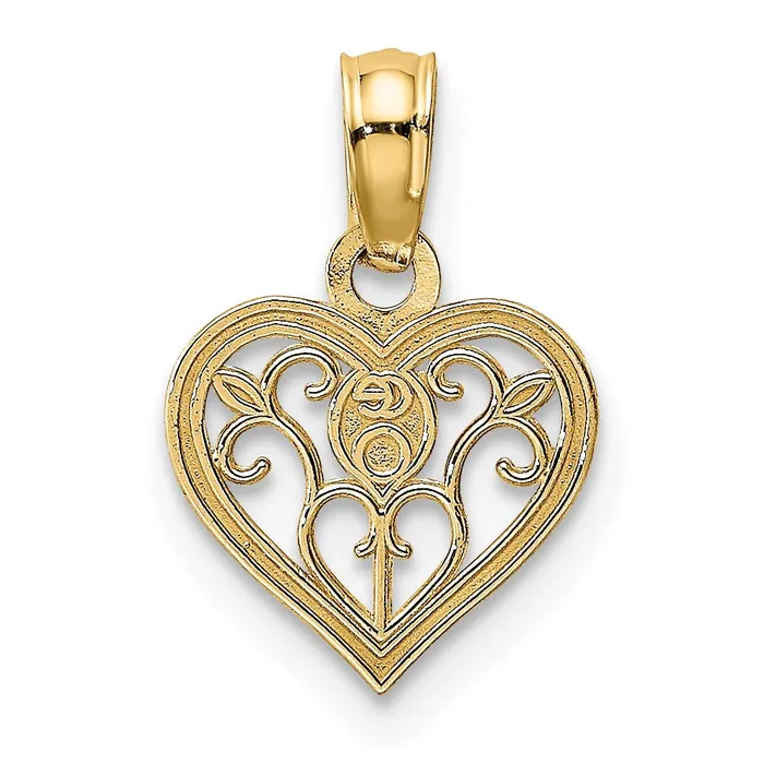 Necklaces TreasureFineJewelers 14K Polished Filigree Heart Pendant