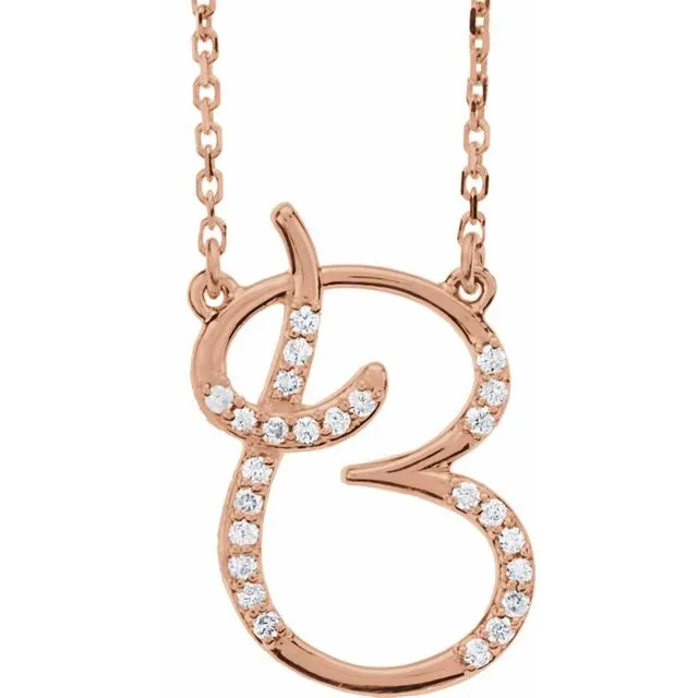 Necklaces TreasureFineJewelers 14K Rose Gold 110 CTW Natural Diamond Initial B 16 Necklace Necklaces TreasureFineJewelers 14K Rose Gold 110 CTW Natural Diamond Initial B 16 Necklace