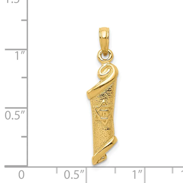Necklaces TreasureFineJewelers 14k Torah wStar of David Pendant