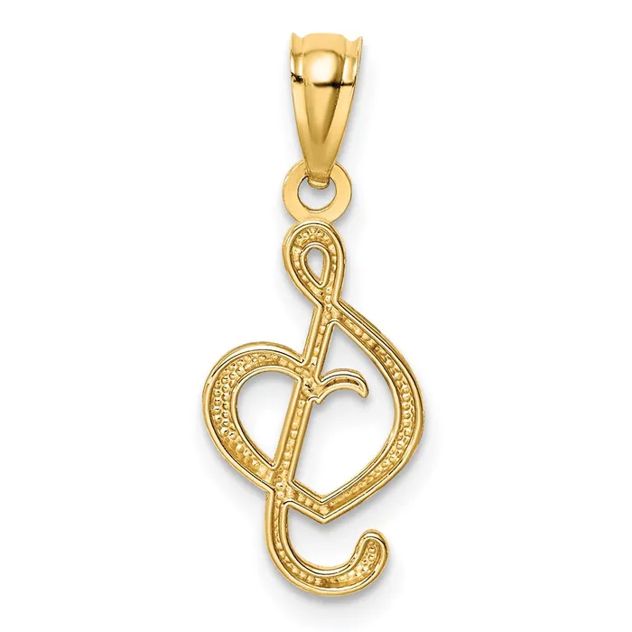 Necklaces TreasureFineJewelers 14K Treble Clef With Heart Pendant