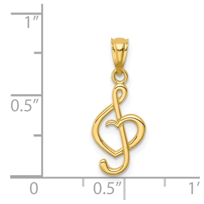 Necklaces TreasureFineJewelers 14K Treble Clef With Heart Pendant