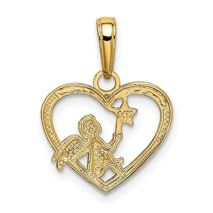 Necklaces TreasureFineJewelers 14K wRhodium Angel in Heart w Star Pendant