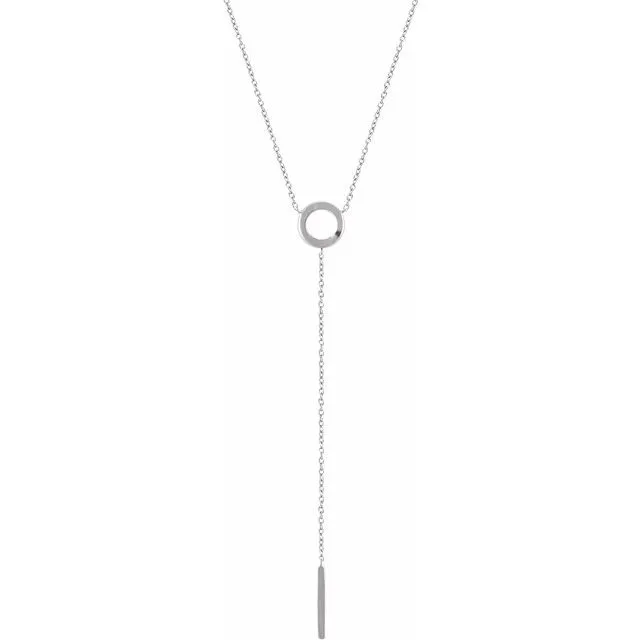 Necklaces TreasureFineJewelers 14K White Circle Bar Y 1618 Necklace