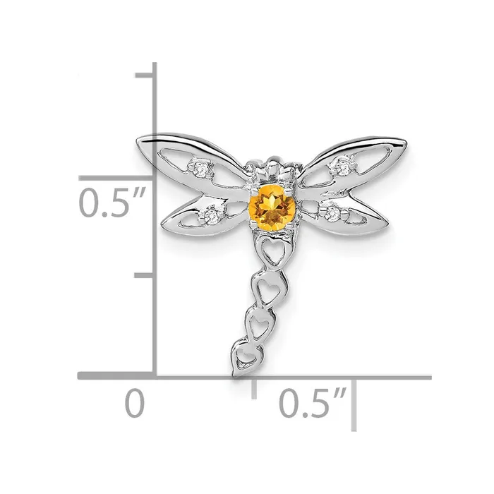 Necklaces TreasureFineJewelers 14k White Gold Citrine and Diamond Dragonfly Chain Slide