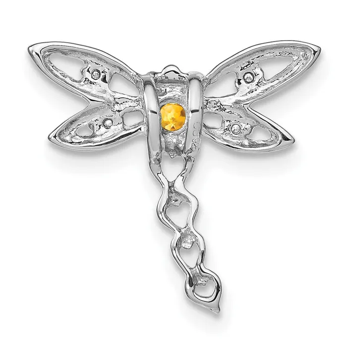 Necklaces TreasureFineJewelers 14k White Gold Citrine and Diamond Dragonfly Chain Slide