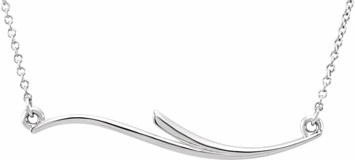 Necklaces TreasureFineJewelers 14K White Gold Curvilinear Bar 175 Necklace Necklaces TreasureFineJewelers 14K White Gold Curvilinear Bar 175 Necklace