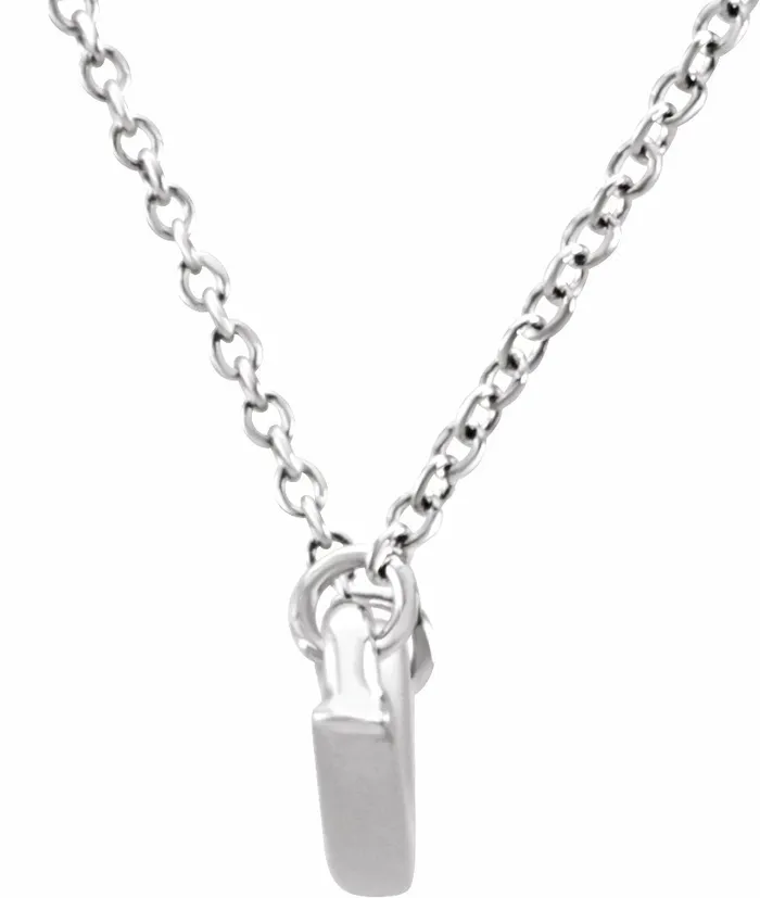Necklaces TreasureFineJewelers 14K White Gold Curvilinear Bar 175 Necklace