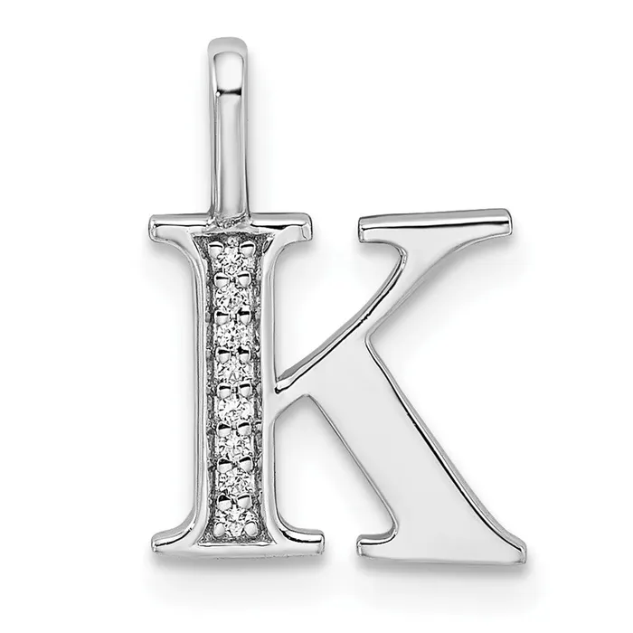 Necklaces TreasureFineJewelers 14K White Gold Diamond Letter K Initial Pendant Necklaces TreasureFineJewelers 14K White Gold Diamond Letter K Initial Pendant