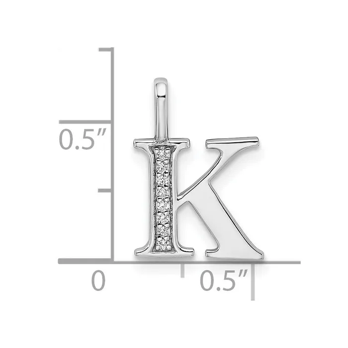 Necklaces TreasureFineJewelers 14K White Gold Diamond Letter K Initial Pendant