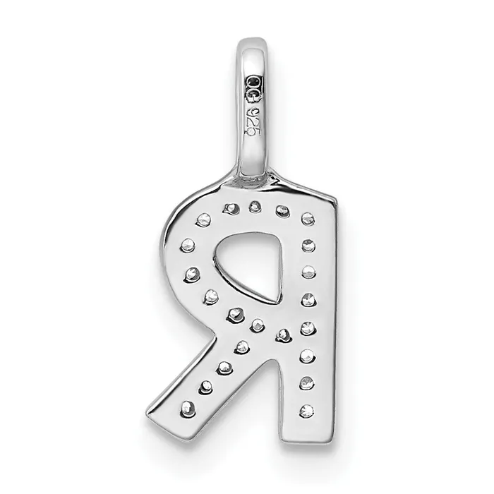 Necklaces TreasureFineJewelers 14K White Gold Diamond Letter R Initial Pendant