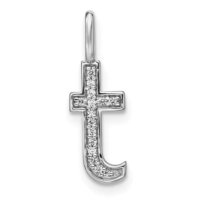 Necklaces TreasureFineJewelers 14K White Gold Diamond Lower Case Letter T Initial Pendant Necklaces TreasureFineJewelers 14K White Gold Diamond Lower Case Letter T Initial Pendant