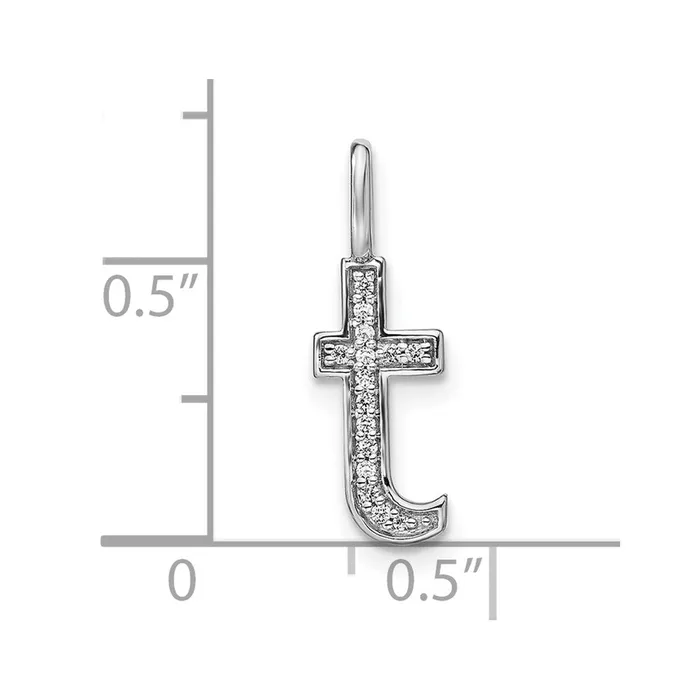Necklaces TreasureFineJewelers 14K White Gold Diamond Lower Case Letter T Initial Pendant