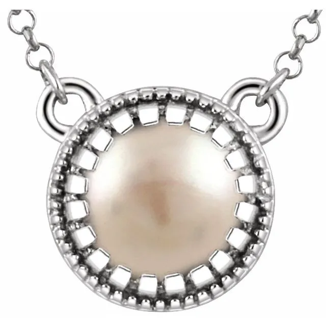 Necklaces TreasureFineJewelers 14K White Gold Freshwater Cultured Pearl June 18 Birthstone Necklace Necklaces TreasureFineJewelers 14K White Gold Freshwater Cultured Pearl June 18 Birthstone Necklace
