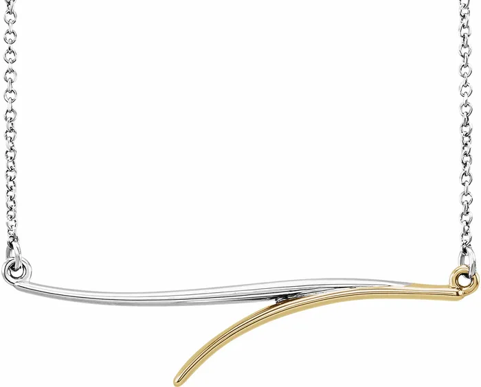 Necklaces TreasureFineJewelers 14K White GoldYellow Gold Freeform Bar 16 Necklace Necklaces TreasureFineJewelers 14K White GoldYellow Gold Freeform Bar 16 Necklace