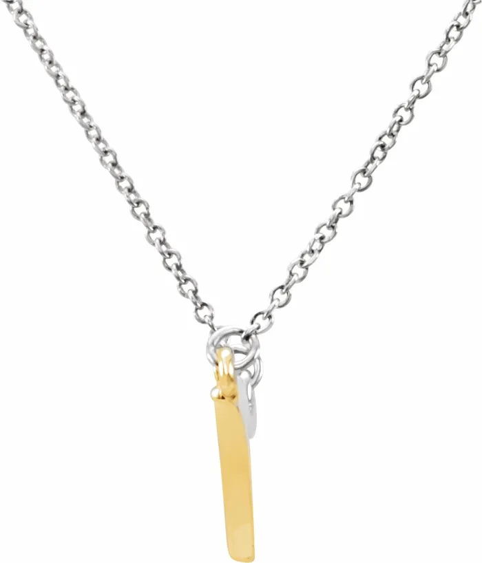 Necklaces TreasureFineJewelers 14K White GoldYellow Gold Freeform Bar 16 Necklace