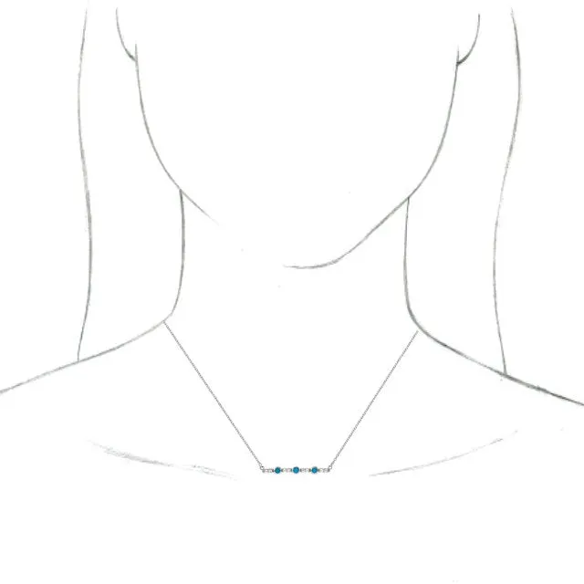 Necklaces TreasureFineJewelers 14K White Turquoise 18 CTW Diamond Bar 18 Necklace