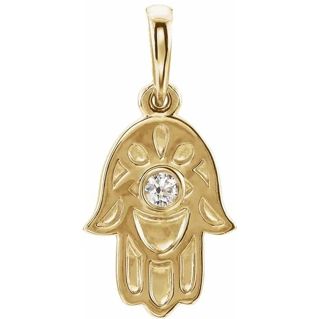 Necklaces TreasureFineJewelers 14K Yellow Gold 03 CTW Natural Diamond Hamsa Pendant Necklaces TreasureFineJewelers 14K Yellow Gold 03 CTW Natural Diamond Hamsa Pendant