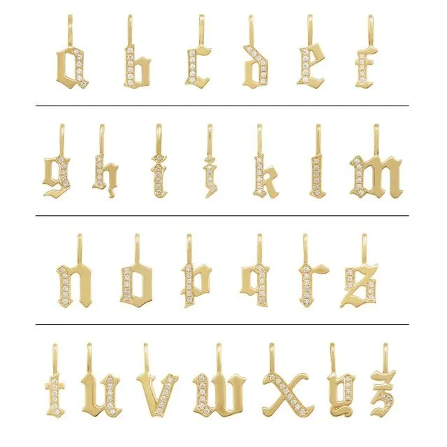 Necklaces TreasureFineJewelers 14K Yellow Gold 05 CTW Natural Diamond Gothic Initial A CharmPendant