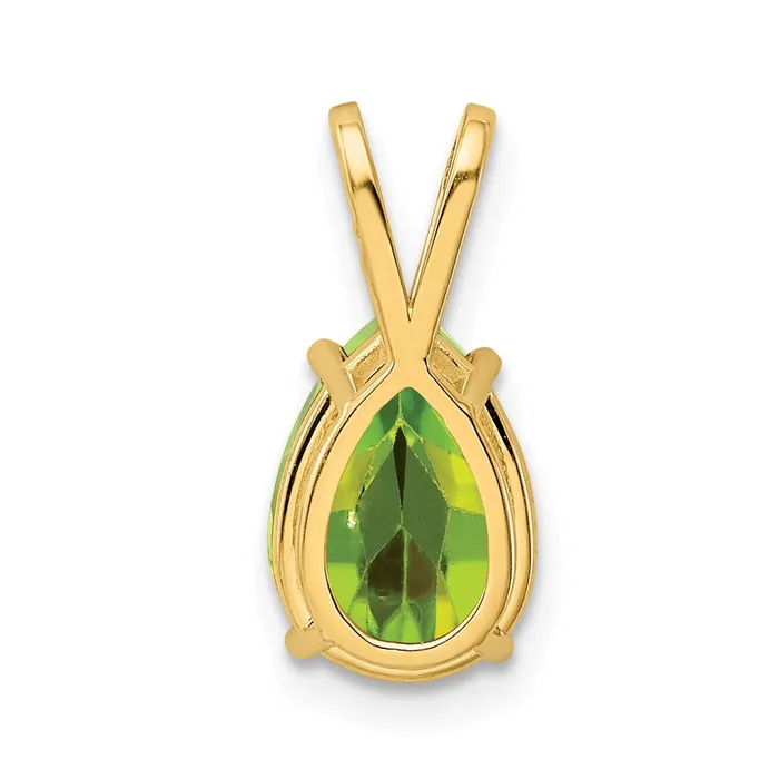 Necklaces TreasureFineJewelers 14k Yellow Gold 10x7mm Pear Peridot pendant
