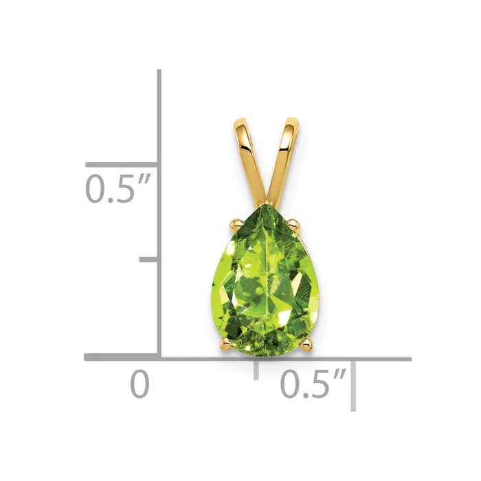 Necklaces TreasureFineJewelers 14k Yellow Gold 10x7mm Pear Peridot pendant