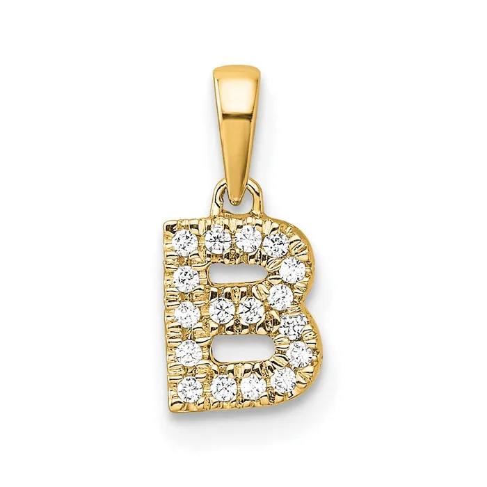 Necklaces TreasureFineJewelers 14k Yellow Gold Diamond Letter B Initial with Bail Pendant Necklaces TreasureFineJewelers 14k Yellow Gold Diamond Letter B Initial with Bail Pendant