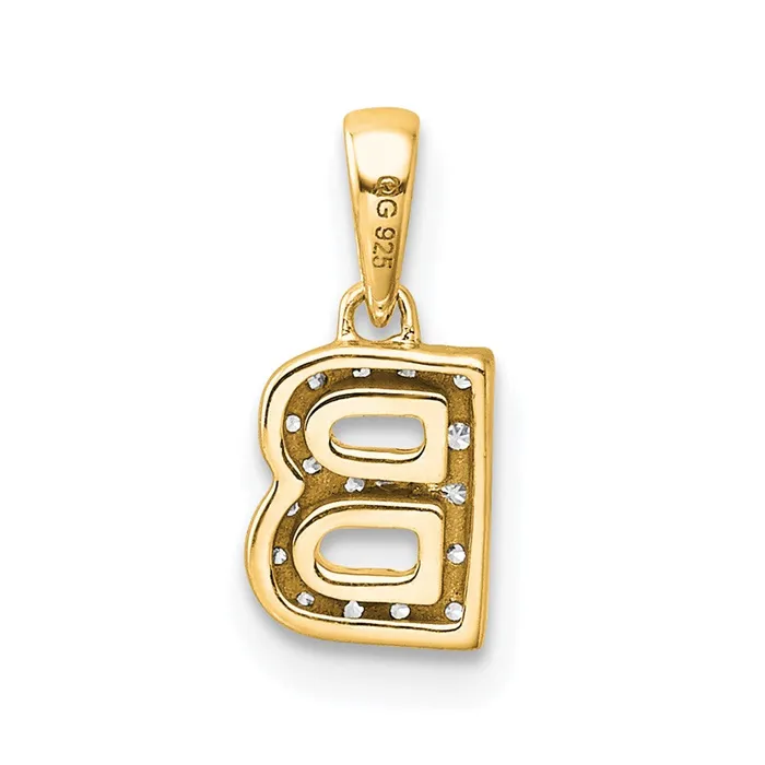 Necklaces TreasureFineJewelers 14k Yellow Gold Diamond Letter B Initial with Bail Pendant