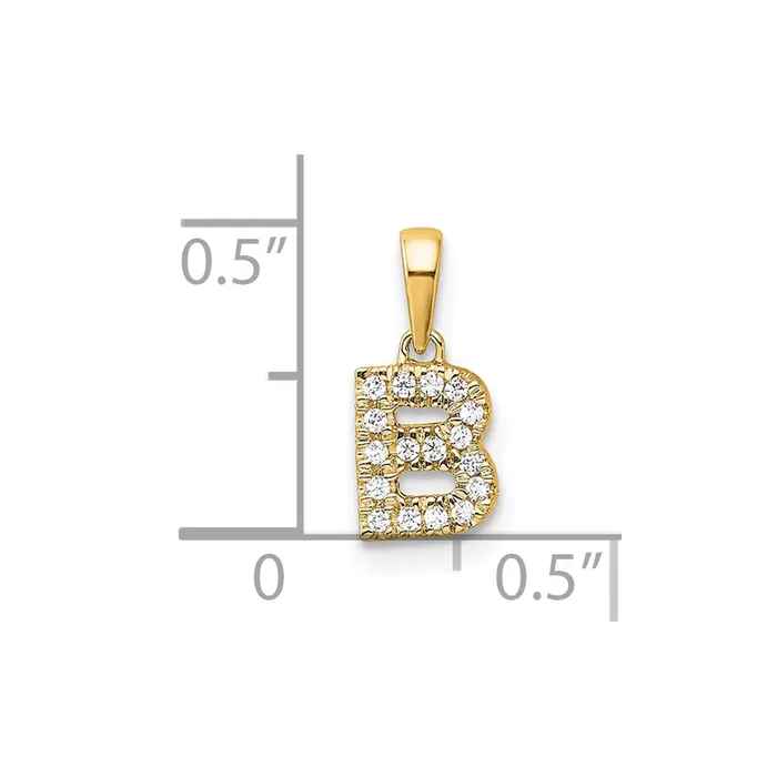 Necklaces TreasureFineJewelers 14k Yellow Gold Diamond Letter B Initial with Bail Pendant