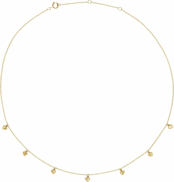 Necklaces TreasureFineJewelers 14K Yellow Gold Heart 7Station 1618 Necklace Necklaces TreasureFineJewelers 14K Yellow Gold Heart 7Station 1618 Necklace