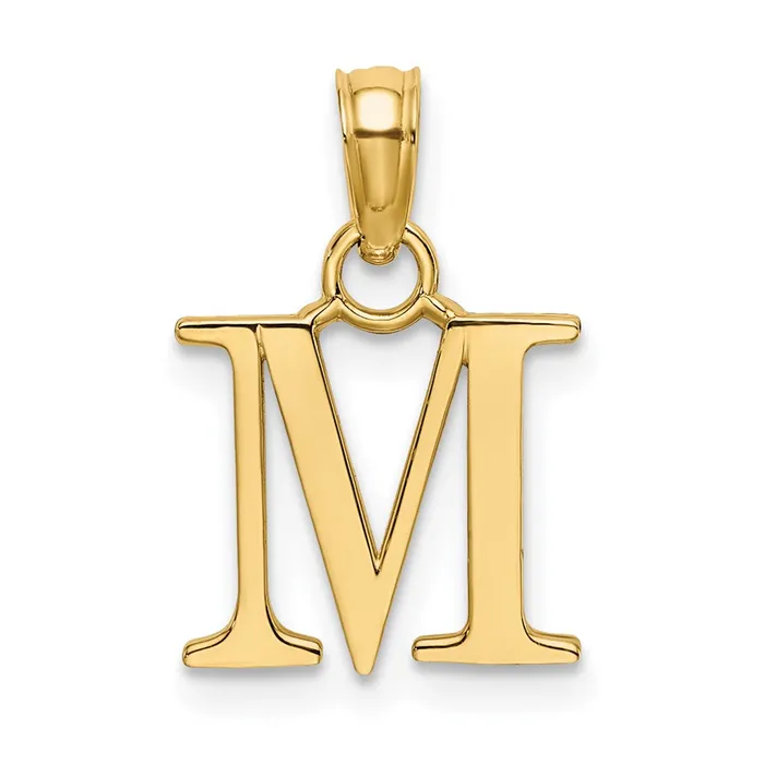 Necklaces TreasureFineJewelers 14k Yellow Gold Polished Block Letter M Initial Pendant Necklaces TreasureFineJewelers 14k Yellow Gold Polished Block Letter M Initial Pendant