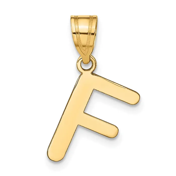 Necklaces TreasureFineJewelers 14k Yellow Gold Polished Bubble Letter F Initial Pendant Necklaces TreasureFineJewelers 14k Yellow Gold Polished Bubble Letter F Initial Pendant