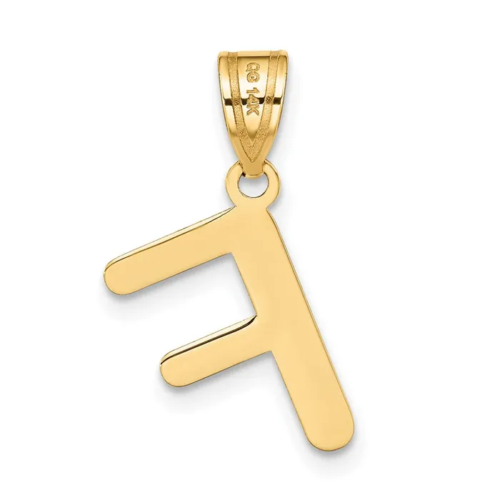 Necklaces TreasureFineJewelers 14k Yellow Gold Polished Bubble Letter F Initial Pendant