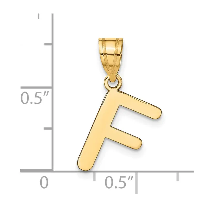 Necklaces TreasureFineJewelers 14k Yellow Gold Polished Bubble Letter F Initial Pendant