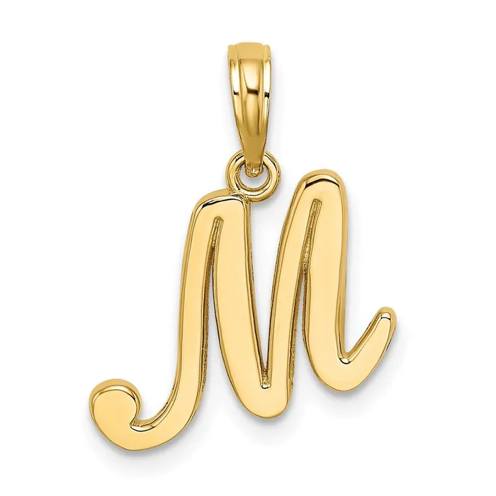 Necklaces TreasureFineJewelers 14k Yellow Gold Script Letter M Initial Pendant Necklaces TreasureFineJewelers 14k Yellow Gold Script Letter M Initial Pendant