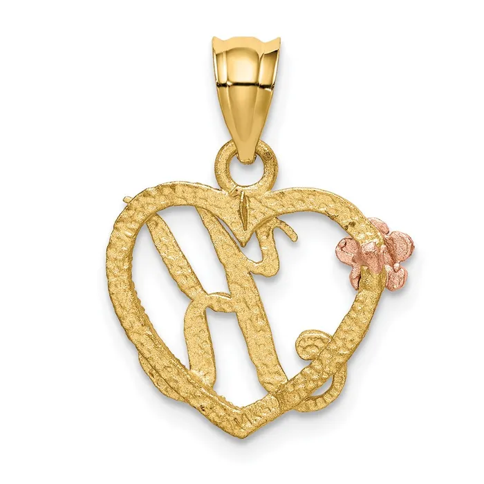 Necklaces TreasureFineJewelers 14k Yellow Gold TwoTone Heart Letter K Initial Pendant