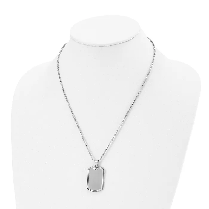Necklaces TreasureFineJewelers Chisel Stainless Steel Polished Dog Tag on a 20 inch Ball Chain Necklace