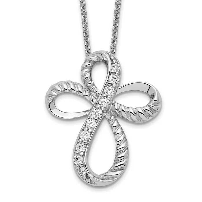 Necklaces TreasureFineJewelers Sentimental Expressions Sterling Silver Rhodiumplated CZ Endless Hope 18in Cross Necklace Necklaces TreasureFineJewelers Sentimental Expressions Sterling Silver Rhodiumplated CZ Endless Hope 18in Cross Necklace